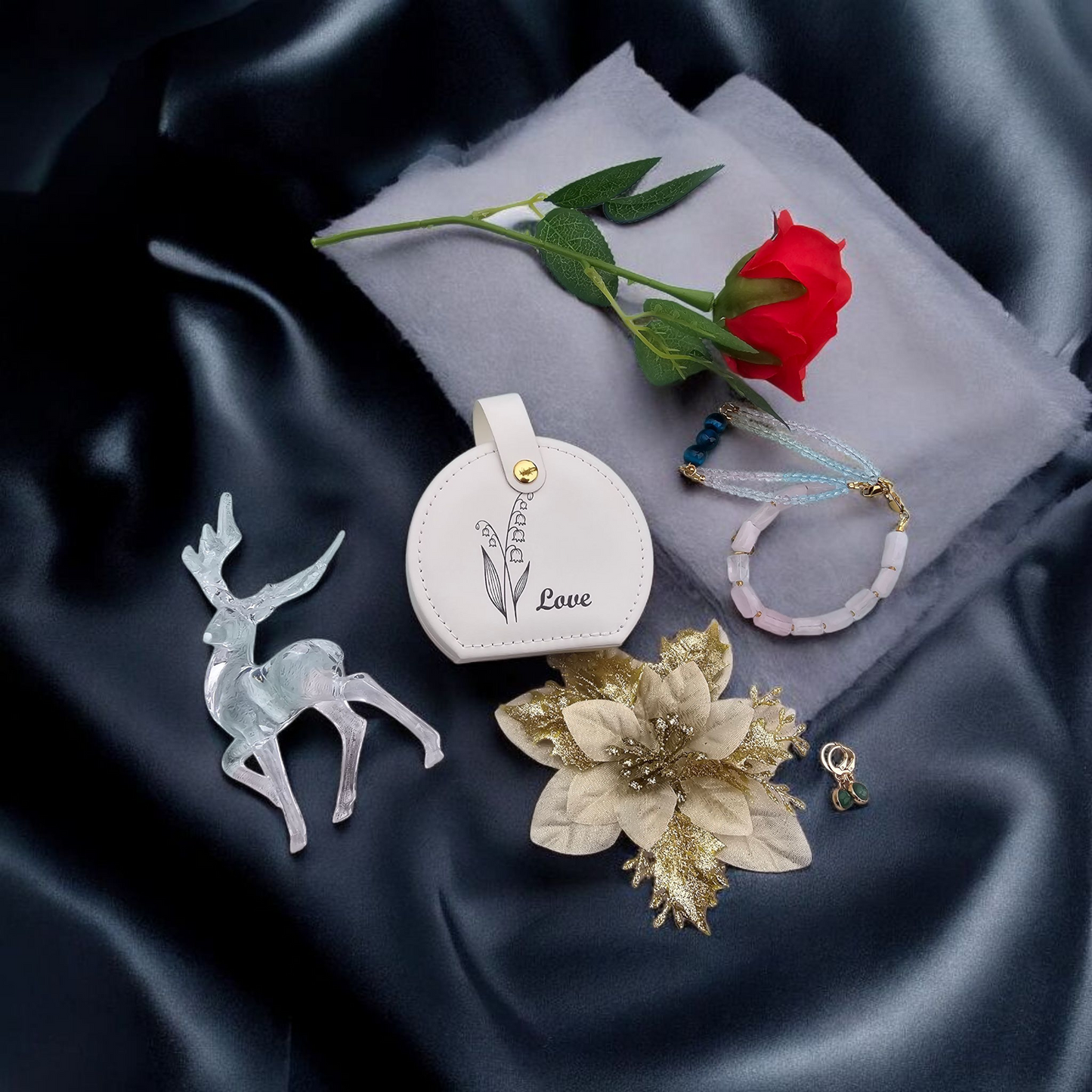 Special Christmas Gift Box – Handmade Jewellery Set with Engraved Pouch & Festive Ornaments