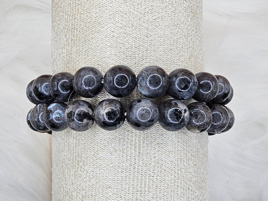 L’Appel de l’Ombre – Set of 2 Black Spectrolite Bracelets