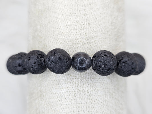 Force Silencieuse – Lava Stone & Black Spectrolite Bracelet
