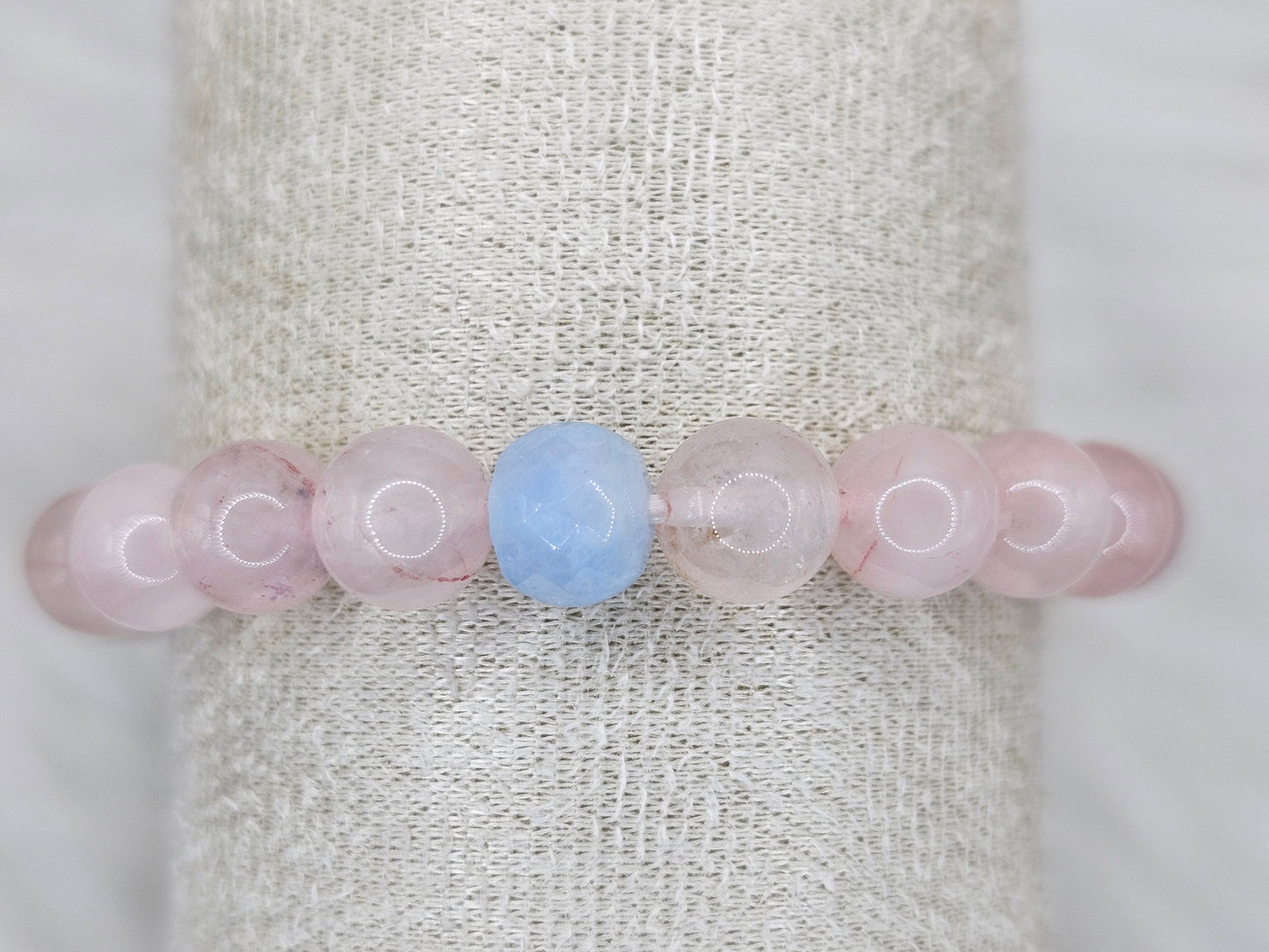 L'Équilibre du Cœur — Rose Quartz & Blue Lace Agate Stretch Bracelet