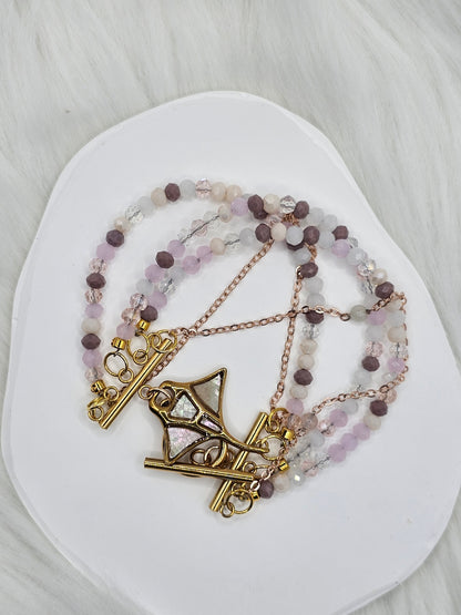 Ocean Glow Bracelet – Pastel Moganite & Stingray Charm
