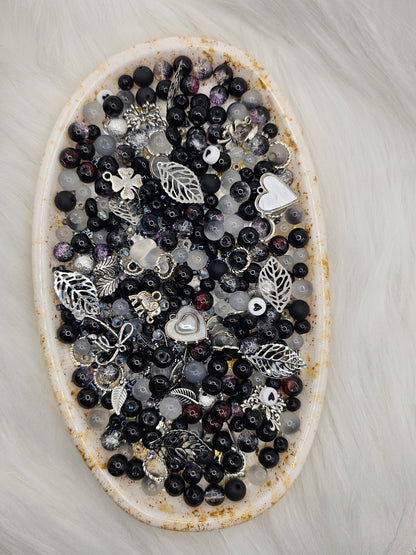 Midnight Whisper 🌙  Black & Silver Bead Bundle