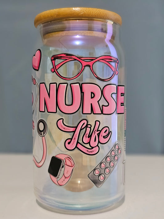 Nurse Life - Pink 16 Oz Iridescent Tumbler