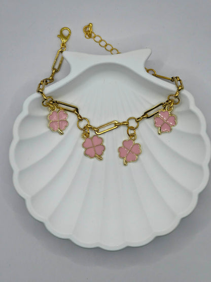 Pink Clover Bracelet