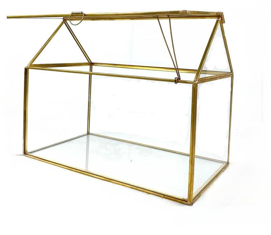Gold Glass House Shape Terrarium