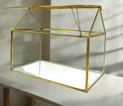 Gold Glass House Shape Terrarium