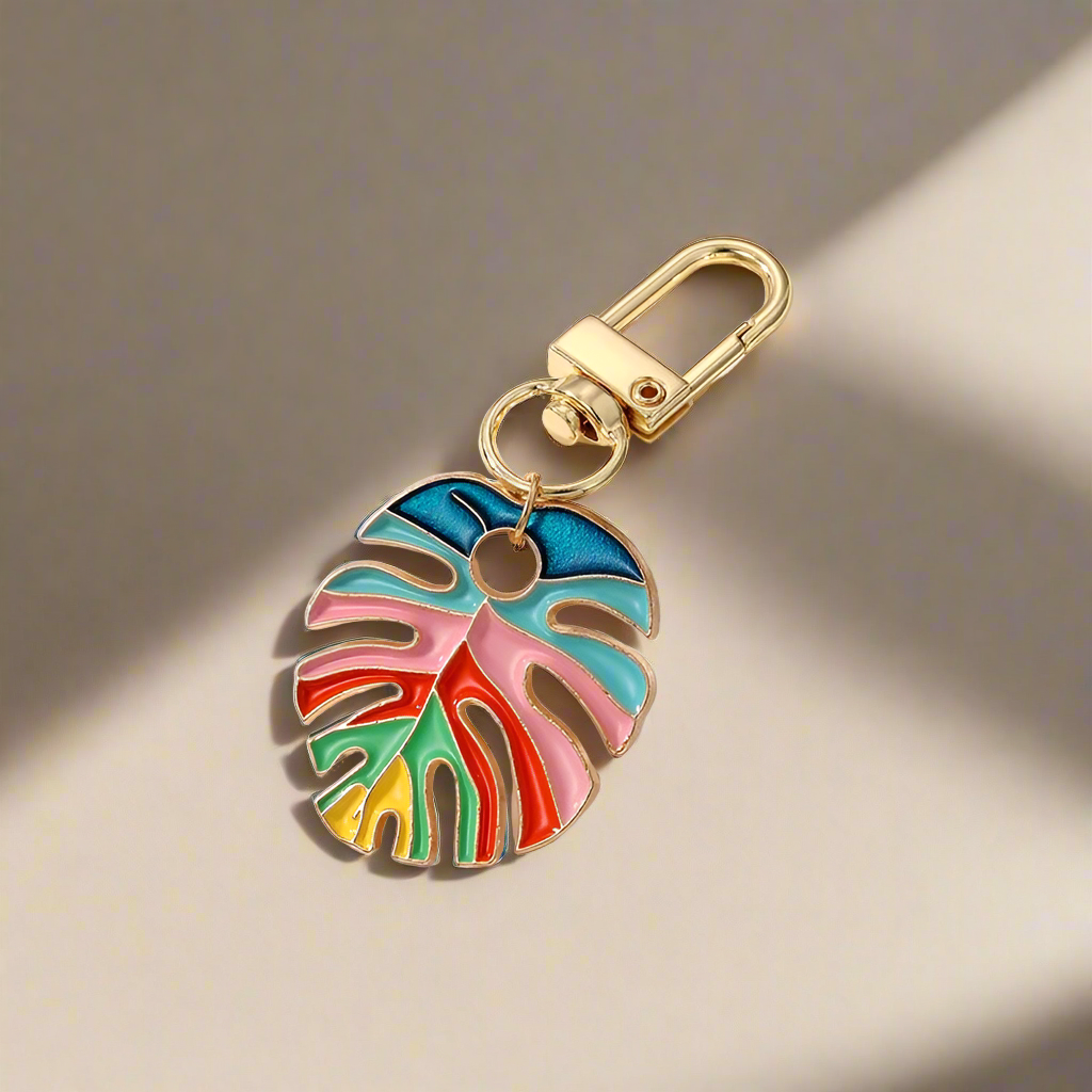 Rainbow Monstera Keyring