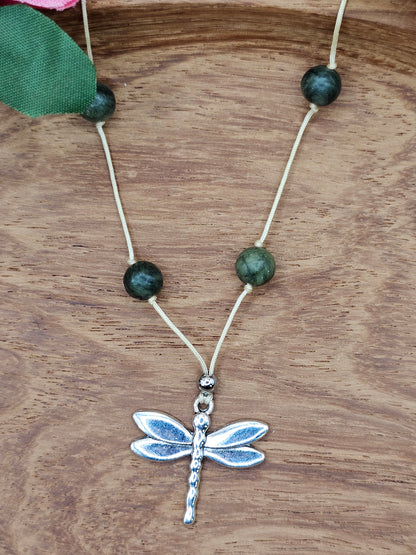 Contemporain – Southern Jade & Dragonfly Mala Necklace