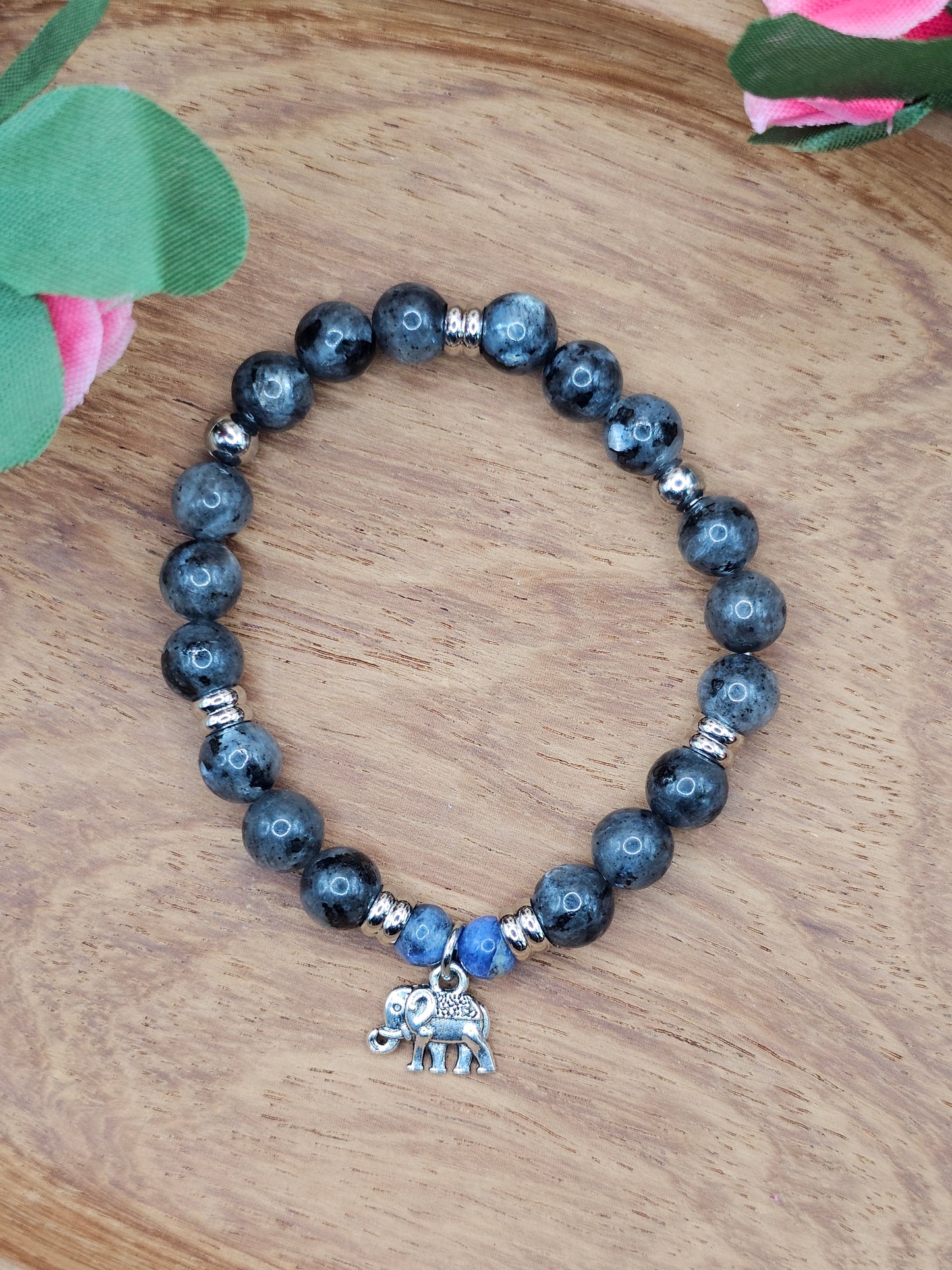 Forces Anciennes - Sodalite & Spectrolite Elephant Charm Bracelet
