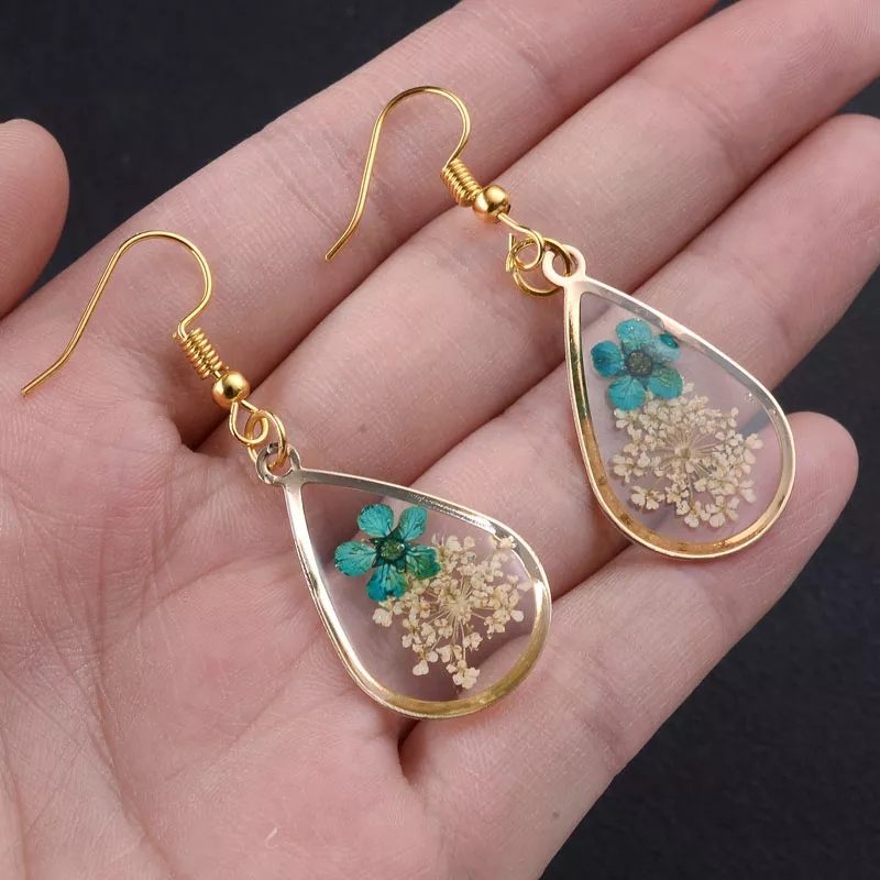 Transparent Dried Floral Earrings